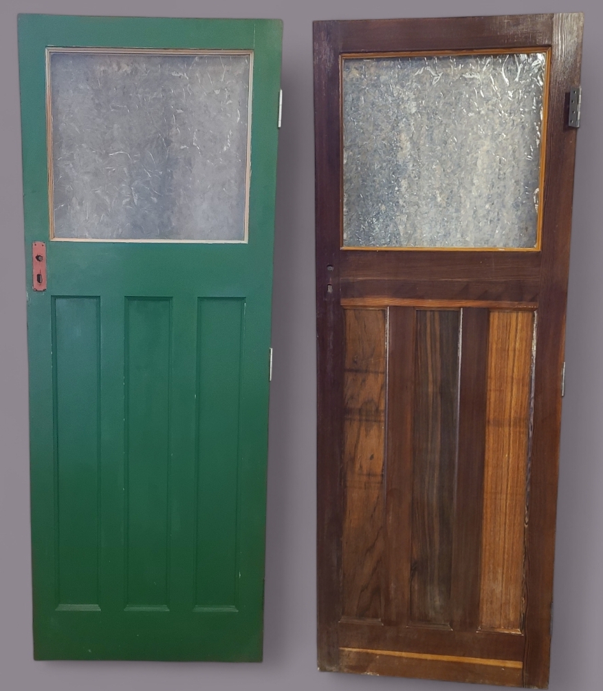 Professional paint stripping of a wooden door in Halifax, removing old layers to restore natural wood