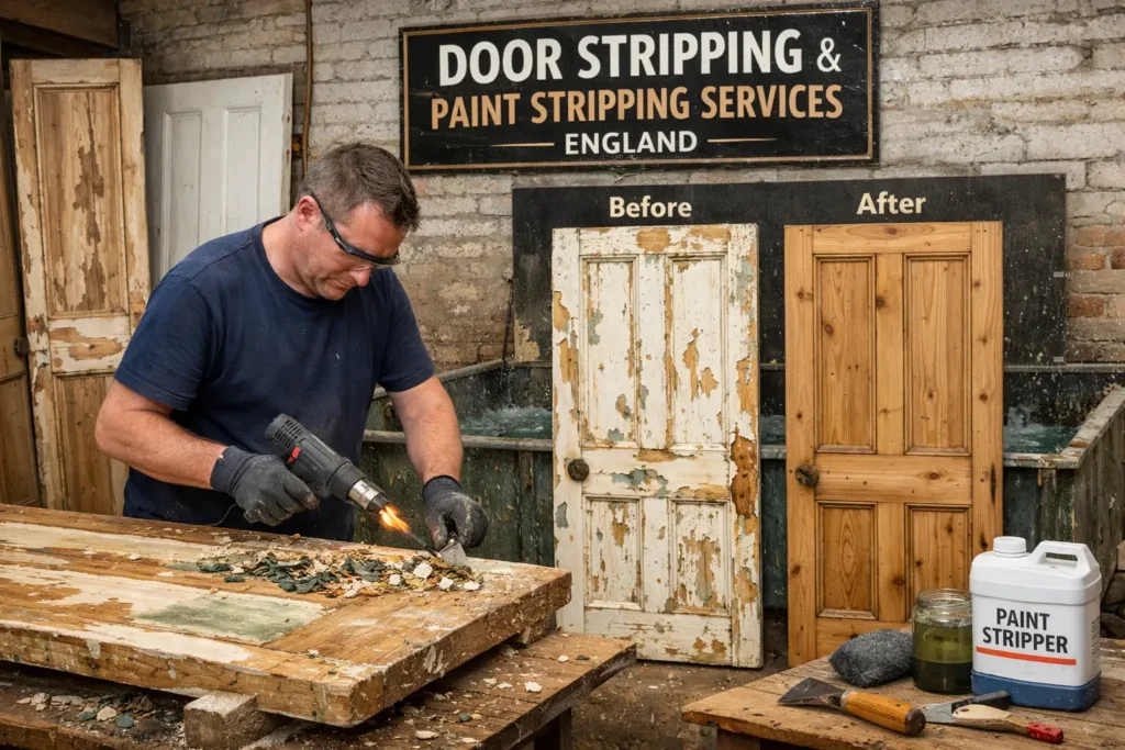 Professional paint stripping and door restoration services across North West and Midlands